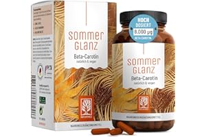 ‎NATURTREU Beta Carotin Kapseln hochdosiert - 8.000 µg -Natürliches Strahlen - von innen nach außen - 90 Tagesvorrat - NATURTREU Komplex mit Biotin, Vitamin C & Kupfer - Vegan