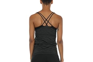 icyzone Canotta da Donna Sportiva 2 in 1 Canottiera Sportiva con Reggiseni Sportivi Traspirante Comodo Canotte per Yoga Pilates Fitness