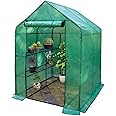 Vencier Walk In PE Greenhouse With Shelves, Reinforced Green House With Tubular Steel Frame, 8 Shelf Heavy Duty Growhouse, 6ft 4in x 4ft 7in x 4ft 7in