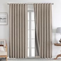 Diraysid Tende Oscuranti In Lino Beige Chiaro 100% Blackout - 2 Pannelli 132x241 Cm - Termiche Per Camera Da Letto
