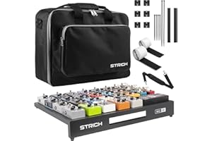 STRICH Tabla de pedales de guitarra de tamaño extragrande, aluminio de grado aeronáutico, 1,7 kg, ligera, pedalera de efecto de 55,8 x 44,9 cm, con bolsa de transporte, MAX 22 (ángulo)