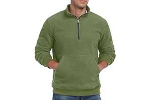 QIXING Męska bluza polarowa z długim rękawem, z zamkiem błyskawicznym, bez kaptura, ciepły, miękki, zimowy sweter