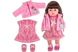 DIELOVEHUA Ropa para Muñecas, Ropa para Muñecas Bebés, Ropa de Muñecas Reborn, Apto para Muñecas de 43 a 48 cm, Abrigo, Vestido y Calcetines