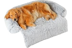 MCPTSN Panier Doux pour Chien Dehoussable et Lavable, Couverture de Protection pour Canapé, Tapis en Peluche ​pour Animaux, Idéal pour Lit, Niche, Voiture (XL, Gris)