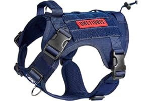OneTigris Tactical Dog Harness Vest with Handle, Military Dog Harness for Large Medium Dogs,No-Pull Service Dog Vest with Hook & Loop Panels,Adjustable Dog Vest Harness for Walking Hiking Training
