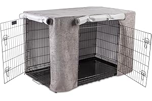 Bunty Dog Crate Cover - Premium Build Crate Training Aid - Durable, Windproof, Anxiety Relief Dog Kennel/Cage Cover, 2*Roll Up Sides, Made in UK - XXL (48 Inch), Grey