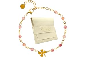 ZINELLO DESIGN TILOVE - Bracelet Femme en Pierre Naturelle – Pierre de Lithothérapie, Chakra et Bien-Être – Trèfle Porte-Bonheur en Acier Inoxydable – Conçu en France – Idée Cadeau Fête des Mères