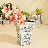 Amazon Brand - Solimo Metal Planter | Sturdy (Farmhouse Design | White Distressed)