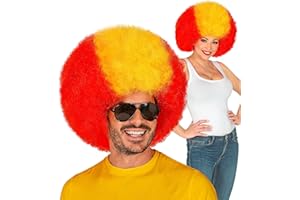 WIDMANN MILANO PARTY FASHION Widmann 03004 03004 Peluca de Pelo de España, Amarillo y Rojo, artículo para Aficionados, Copa del Mundo, EM, vista pública, fútbol, Unisex – Adulto, Multicolor, Talla única