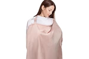 GROBRO7 Baby Nursing Cover für Breastfeeding, Verstellbarer Stillponcho aus Baumwolle Stillschal mit Knochen, Atmungsaktiver Autositzhimmel Stillschürze für Mutter Baby Outdoor Essentials(Pink)