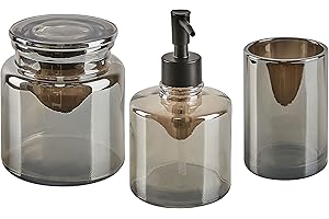 BELIANI Zestaw akcesoriów łazienkowych szklant 3 częsciowy szary Managua