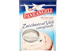 Paneangeli Zucchero al Velo Vaniglinato, Zucchero Impalpabile con Amido di Mais e Aroma Vanigliato, Zucchero a Velo per Decorare le Superfici di Dolci e per Preparare Glasse, Vegano, Busta da 125g