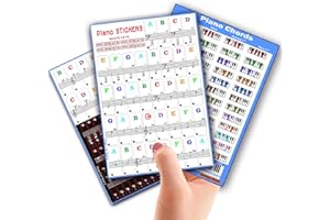JUNLEGO Klaviertastatur-Aufkleber mit Klavierakkorddiagramm, für 88/61/54/49 Tasten, Notizbuchstaben, Etiketten für Anfänger und junge Kinder, Klaviernoten-Anleitung, Klaviertasten-Aufkleber, zum Spielen von