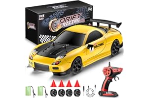 ReinbowRiff Coche teledirigido 1:14 RC Drift Car,2.4GHz 28km/H Coche de Deriva RC, 4WD Drift RC con Luces LED Regalo para Niños (Yellow)