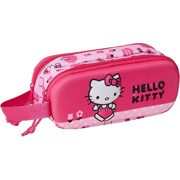 Astuccio Rosso E Bianco Safta HELLO KITTY SEA LOVERS - Astuccio Triplo, Astuccio Per Bambini, Ideale Per Bambini In Età Scolastica, Comodo E Versatile, Qualità E Resistenza, 22 X 3 X 12