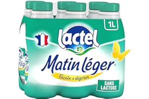 Lait sans lactose écrémé Matin Léger LACTEL bouteille 6x1L