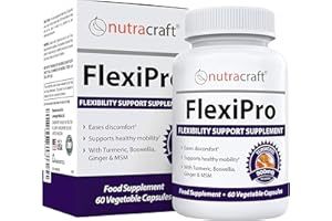 NUTRACRAFT FlexiPro #1 Natural Pain Supplement | 11-in-1 Stiffness, Mobility & Flexibility Support | Turmeric, MSM, Ginger, Chondroitin, Boswellia & Bromelain | 60 Vegetable Caps