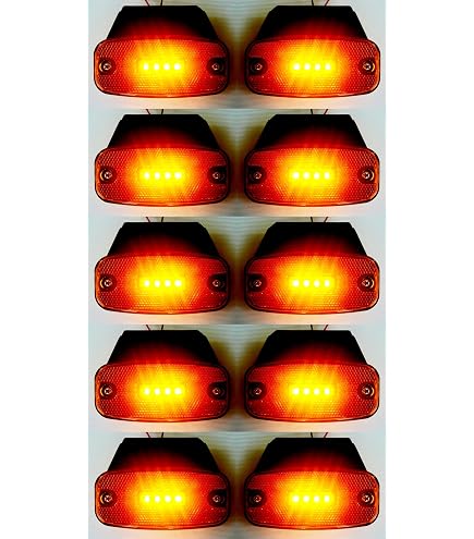 Lot De 6 Feux De Position Latéraux Orange 24V 3 LED – Étanche Avec Support Caoutchouc Pour Camion, Remorque, Caravane