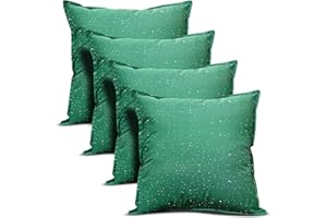 Mega_Jumble Pack of 4 Green Cushion Cover 60x60cm, Outdoor Seat Cushions Waterproof, Soft Linen Pillow Covers for Tent Bench Couch Indoor Patio Sofa Living Room (4, Green, 60 x 60cm)