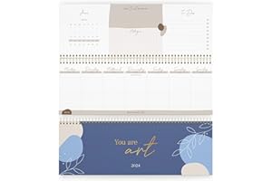 ‎KIND OF HAZEL KIND OF HAZEL® Tischkalender 2024 Blau I Tischkalender 2024 Quer mit To Do Listen & Notizen I Hochwertiger Stehkalender Wochenplaner mit Goldfolienprägung | Schreibtisch Kalender 2024 Drehkalender