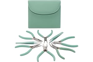 The Beadsmith Alicates de color de moda Juego de 8 herramientas delgadas a juego, embrague a juego en azul (Aqua), kit de suministro de fabricación de joyas para crear collares, pulseras, aretes y más