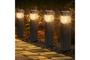 Flacchi Solarlampen für Außen -6 Stück Landschaft Lichter Solar LED Garten Lichter im Freien für Gehweg, Rasen, Garten, Innenhof Dekoration mit warmem Weiß