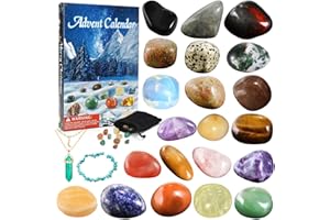 Aitsite Calendario dell'Avvento 2025 per bambini, calendario dell'Avvento con cristalli 24 giorni, calendario dell'Avvento con gemme per adulti, calendario di Natale con pietre per famiglia e amici