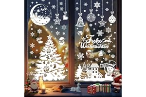 AONVEKI 10 Blatt Fensterbilder Weihnachten Selbstklebend, Weihnachtsdeko Innen Fenster Fensteraufkleber Weihnachten Wiederverwendbar, Weihnachts Fensterbilder für Winter Weihnachten deko
