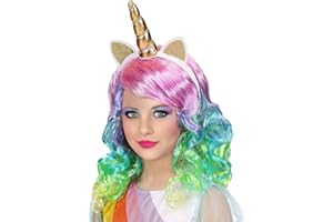 W WIDMANN MILANO PARTY FASHION Widmann 46935 Perruque pour Enfant Motif Licorne Multicolore