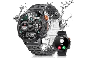 ESFOE Montre Connectée Homme,1,43 '' AMOLED Montres Connectée Appel Bluetooth,24/7 Moniteur de Pression Artérielle,Fréquence Cardiaque,Sommeil,100+ Modes Sportifs,IP68 Étanche,400mAh pour Android iOS