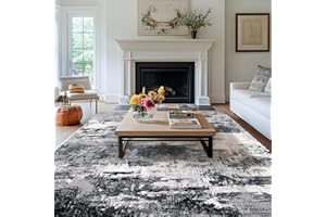 MAST DOO Tappeto per soggiorno, lavabile, moderno a pelo corto, grande, astratto, lavabile, antiscivolo, per sala da pranzo, ufficio, decorazione in bianco e nero, dimensioni 160 x 230 cm