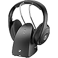Sennheiser RS 120-W On-Ear Wireless Headphones for Crystal-clear TV Listening with 3 Sound Modes, Lightweight Design, Easy Volume Control, 60 m Range and Convenient Transmitter/Charger Combo - Black