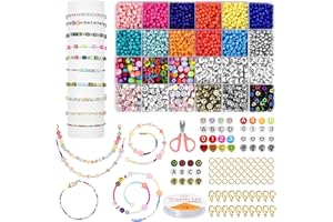 AUAUY Friendship Bracelet Kit, 4mm 2160pcs Glass Seed & Letter Beads for Jewelry Making, DIY Arts and Crafts Gifts for Kids