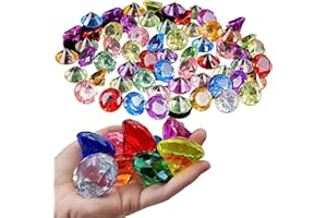 MALOUSUN 60 Pièces Faux Diamants de 20mm Multicolores pour Chasse au Trésor,Pierre Precieuse Enfant,Pierres Precieuses pour Enfants,Diamants Acryliques et Pierres pour Mariage,Faux Diamant Décoration de Table