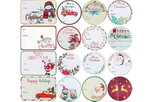 POPGIFTU Lot de 144 étiquettes autocollantes de cadeau de Noël avec 36 grands motifs différents, étiquettes décoratives de cadeaux de vacances pour boîtes, sacs, enveloppes, décoration de colis