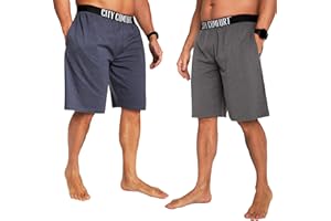 CityComfort Short Pyjama Homme Douillet Tenue D'intérieur avec Poches - Paquet 2