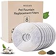 XELGATA Cat Water Fountain Filters, 8 Pack, Round Replacement Filters for 1.6L-2.4L Pet Fountains (Excluding Catit), Softens Water, Removes Heavy Metals, Bacteria, and Algae