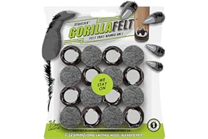 SLIPSTICK GorillaFelt Chair Leg Floor Protectors/Felt Glides (Set of 16) Tap-On Felt Furniture Pads Guaranteed to Stay On, 1 Inch Round Sliders (1 Inch)