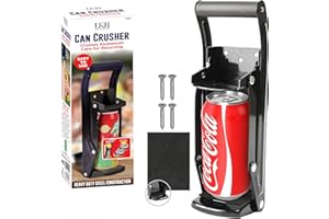 LKH HOME COLLECTION LKH Can Crusher & Bottle Opener - Soda Beer Can Crushers for Recycling, Wall Mounted with Soft Grip Handle, Built-in Tin Opener 2-in-1 Heavy Duty Tool for Bottles, Tins & More (Black)
