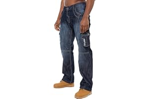 BRAND KRUZE Mens Cargo Combat Denim Jeans KZ103 Work Trousers Pants All Waist Sizes