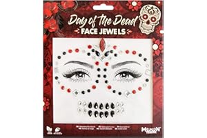 Moon Terror "Face Jewels", Tag der Toten, Festival-Gesichts-Körper-Edelsteine, SFX, Kristall-Make-up-Augen-Glitzer-Aufkleber, temporäre Tattoo-Juwelen, Make-up mit Spezialeffekten (Neon, 1 Stück)