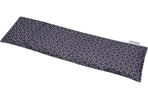 CARREDANA Saco térmico cervical de semillas de trigo con funda lavable 50x16cm (motitas gris oscuro)