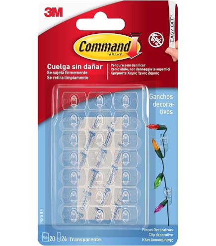 Command CL067-10NA Filo Piccolo in Plastica, 10 Ganci, 12 Strisce