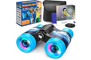 Dromlag Dinosaurs Binoculars Kids Toys for 3-9 Year Old Boys, 4x30, Foldable, Educational Learning, Outdoor Garden Toys for Bird Watching Hiking Camping, Children Binoculars Birthday Gifts for Boys