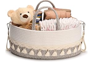 SEBRAM Organizer Fasciatoio per Neonati multifunzionale e di stoccaggio, Cesto Nascita Bimbo con Tasche Isotermiche per Biberon, cesta fasciatoio neonato, porta pannolini con Cinghie per Passeggino