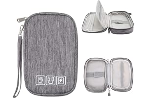 Ruyosn Organizer na kable torba wodoszczelna, mała torba na kable torba na dysk twardy elektroniczna torba organizer akcesoria elektroniczne organizer kabel podróżny, Szary