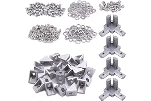 Glarks 230Pcs 2020 Series Aluminum Profile Connector Set Include 22Pcs Corner Bracket, 44Pcs T Nuts, 4Pcs 3-Way End Corner Bracket Connector and Button Head Screw Bolts Flat Washers
