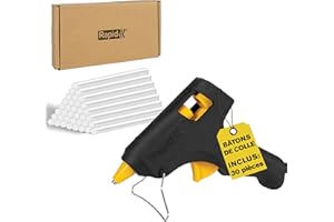Pistolet à colle chaude Rapid Hobby avec 30 bâtons de colle transparents inclus, Compatible colle Ø7 mm pour loisirs créatifs, réparations, DIY, débit 100 g/h, chauffe rapide en 10 min, garantie 2 ans