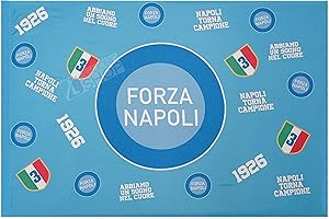 LIGUORO SHOP Bandiera Forza Napoli 1926 Cm 120x80 Campione D'Italia Festa Tifosi 3° Scudetto Calcio Tricolore