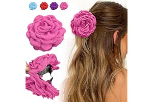 NAILGELER Grande Fermagli per Capelli, Clip di Fiori con Rose, Fiori per Capelli Mollette Multicolore, Accessori per Donne e Ragazze, Viola, blu, rosa, rosso (Rosa, Circa 12 cm)